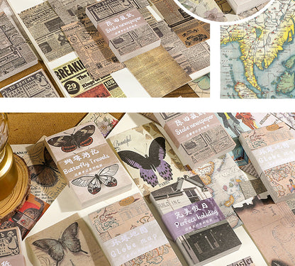 CAWPURI Past Notes Series Hand Account Material Paper Cute Retro Non-sticky Stickers 60 Material Books Wholesale