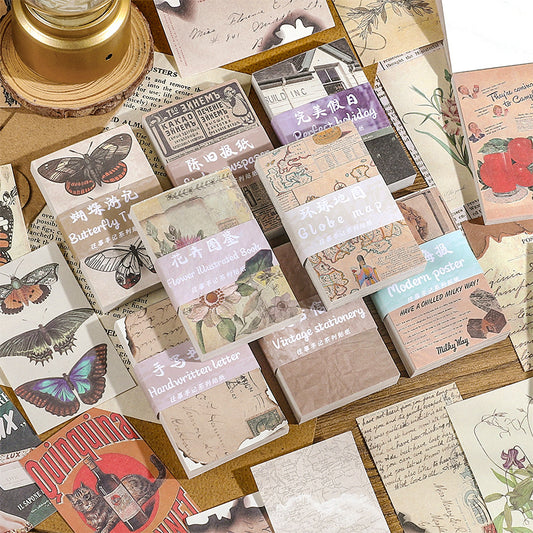 CAWPURI Past Notes Series Hand Account Material Paper Cute Retro Non-sticky Stickers 60 Material Books Wholesale