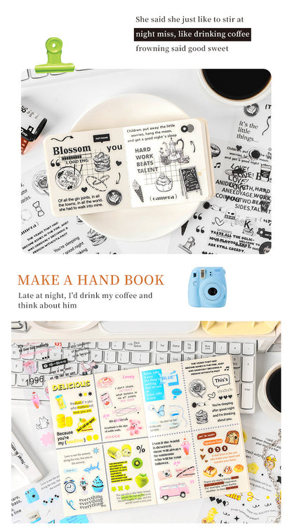 CAWPURI Autumn Letters Cut Film Stickers – 4Pcs Waterproof PET for Handbooks