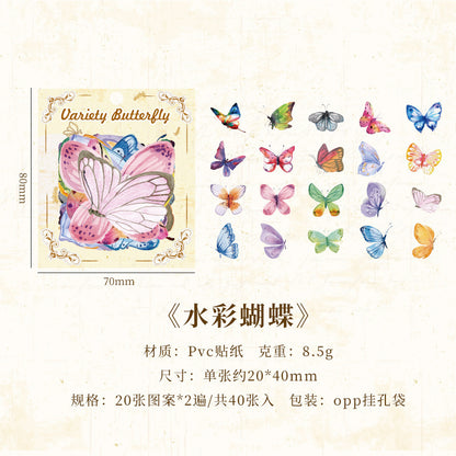 CAWPURI Variety Butterfly Stickers – 40PCS Cute Waterproof PVC for Crafts