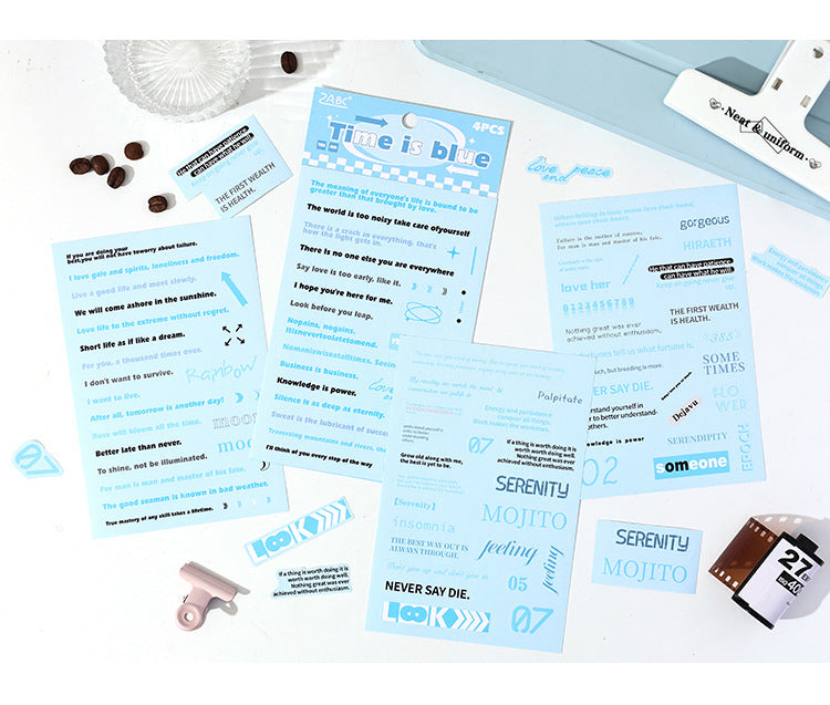 CAWPURI Retro Handwriting Heart Stickers – Long English Creative Stickers for Handbooks