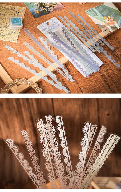 CAWPURI Flower Bud Dream Yarn Stickers – 40PCS Retro Lace PET Stickers for Handbooks
