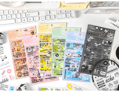 CAWPURI Autumn Letters Cut Film Stickers – 4Pcs Waterproof PET for Handbooks
