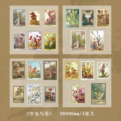 CAWPURI merchandise human messenger hand account sticker cute retro children's hand account sticker whole package set material wholesale
