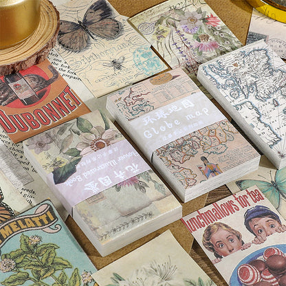 CAWPURI Past Notes Series Hand Account Material Paper Cute Retro Non-sticky Stickers 60 Material Books Wholesale