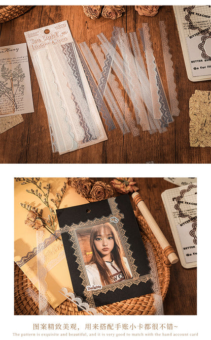 CAWPURI Flower Bud Dream Yarn Stickers – 40PCS Retro Lace PET Stickers for Handbooks