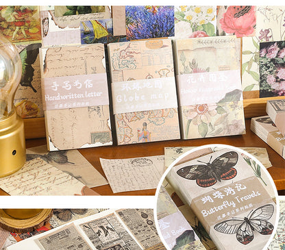 CAWPURI Past Notes Series Hand Account Material Paper Cute Retro Non-sticky Stickers 60 Material Books Wholesale