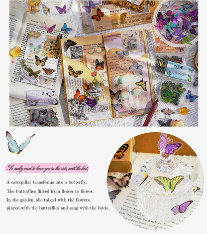 CAWPURI Butterfly Garden Stickers – 40PCS Waterproof PET for Handbooks & DIY