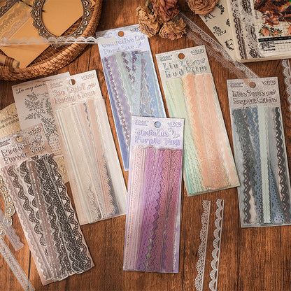 CAWPURI Flower Bud Dream Yarn Stickers – 40PCS Retro Lace PET Stickers for Handbooks