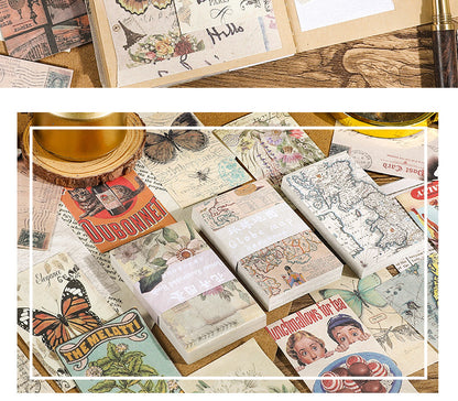 CAWPURI Past Notes Series Hand Account Material Paper Cute Retro Non-sticky Stickers 60 Material Books Wholesale