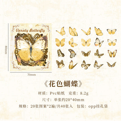 CAWPURI Variety Butterfly Stickers – 40PCS Cute Waterproof PVC for Crafts