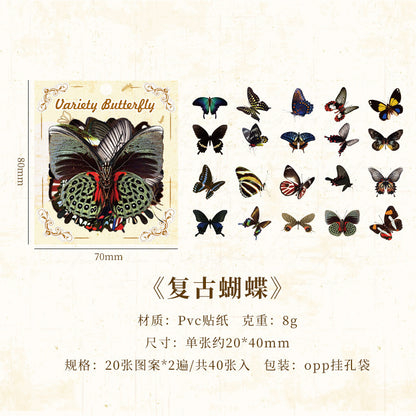 CAWPURI Variety Butterfly Stickers – 40PCS Cute Waterproof PVC for Crafts