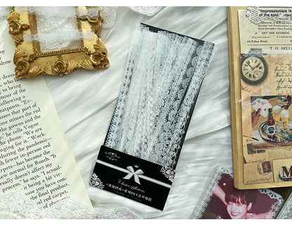 CAWPURI 30PCS Cluster Flower Lace Stickers – PET Decor for Handbooks