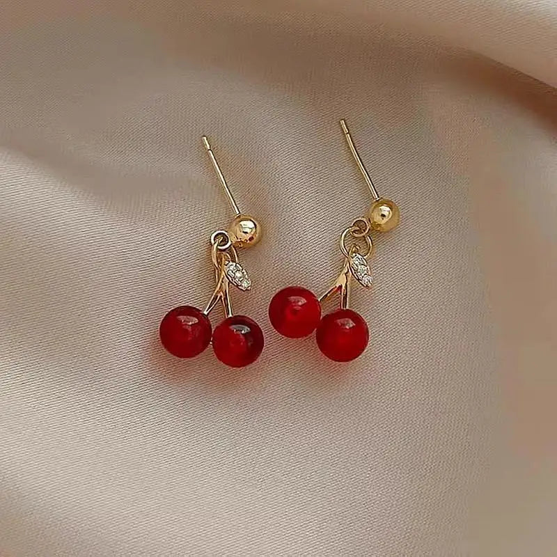 Trend Cute Cherry Fruit Shaped Drop Earrings