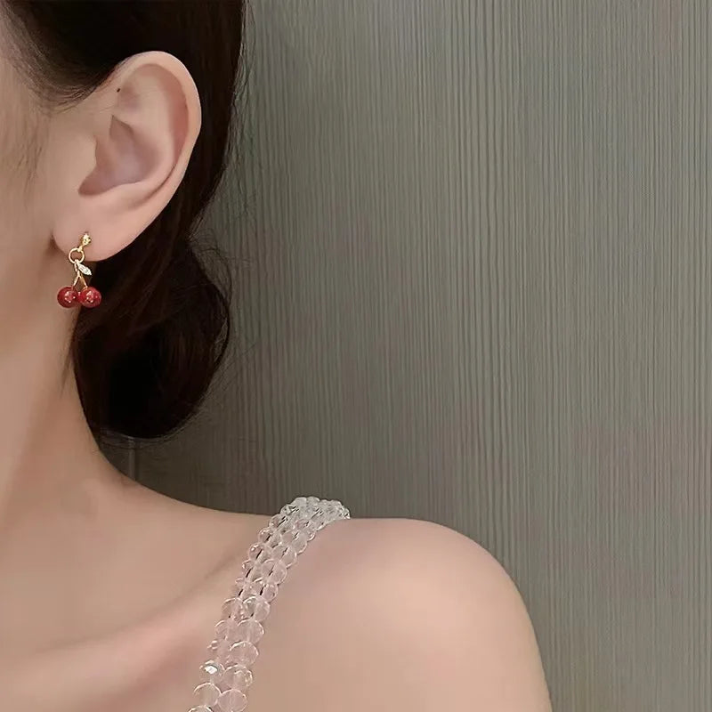 Trend Cute Cherry Fruit Shaped Drop Earrings