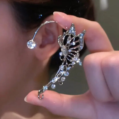 Elf Butterfly Ear Cuff Elegant Sparkling Zircon Crystal Ear Clip