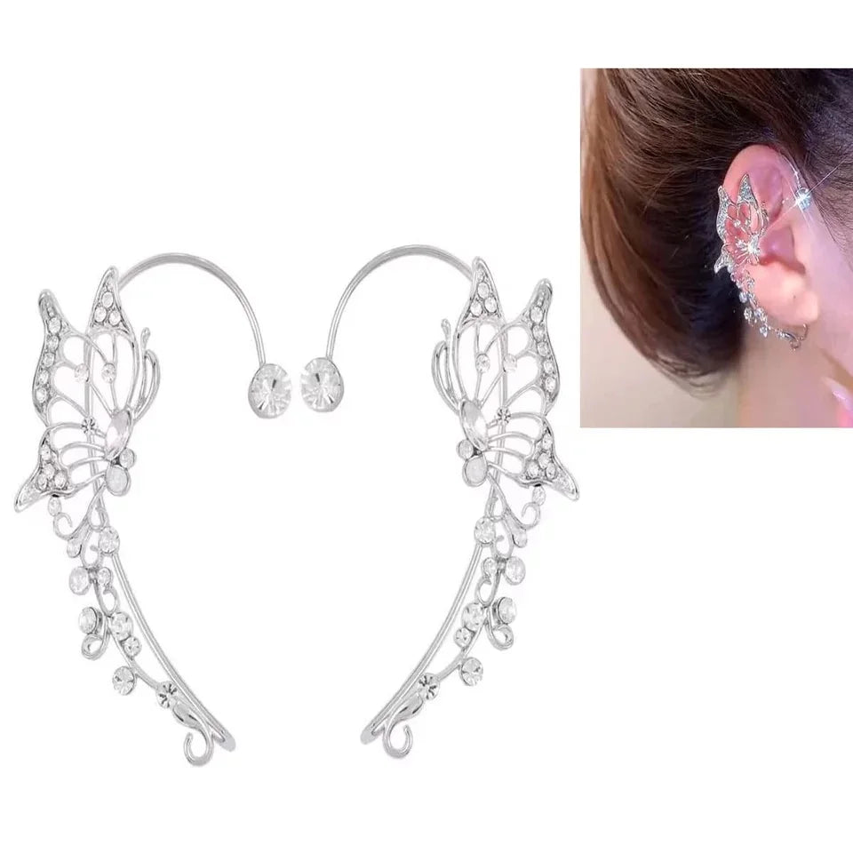 Elf Butterfly Ear Cuff Elegant Sparkling Zircon Crystal Ear Clip