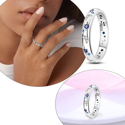 925 Sterling Silver Rings For Women Colorful Original Zircon Stackable Ring Festival Gifts Sparkling Jewelry