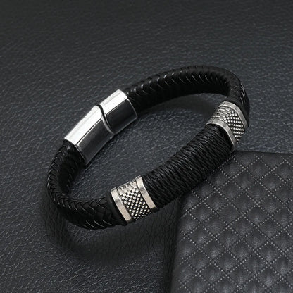 Genuine Men Leather Bracelets Men Stainless Steel Multilayer Braided Rope Bracelets for Male Female Bracelets Jewelry