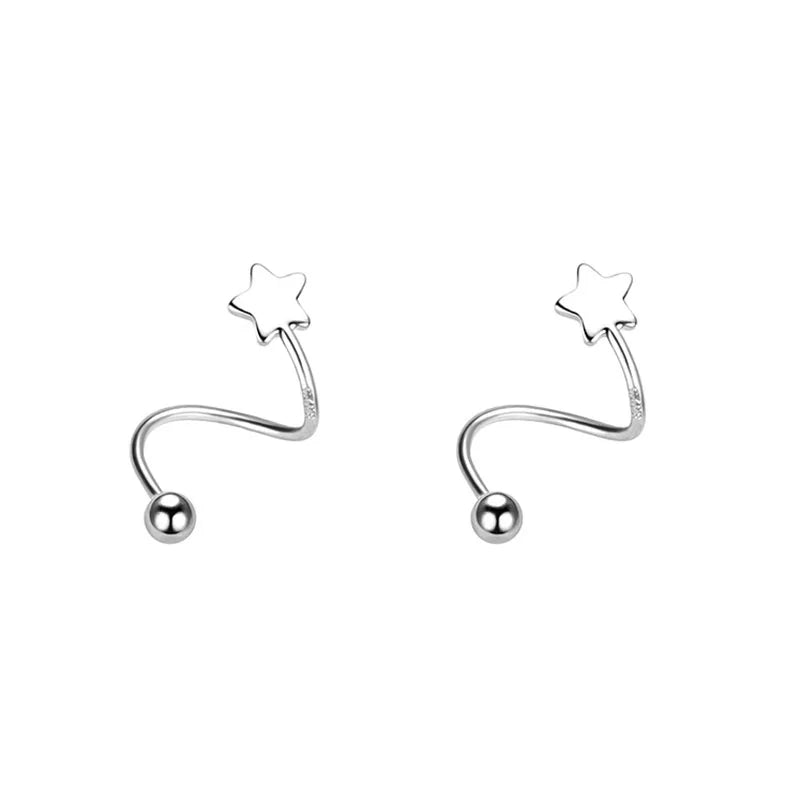 1Pcs Stainless Steel Screw Ball Star Heart Ear Bone Ear Buckle Rotating Wave Mini Stud Earrings