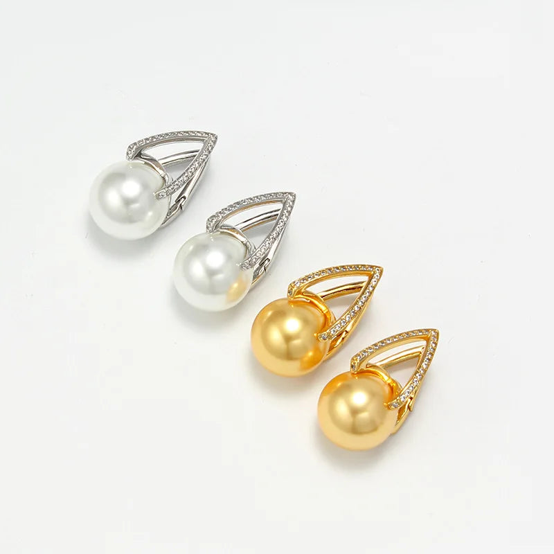 Heavy Pearl Zircon Luxury Fashion Earrings for Ladies Female