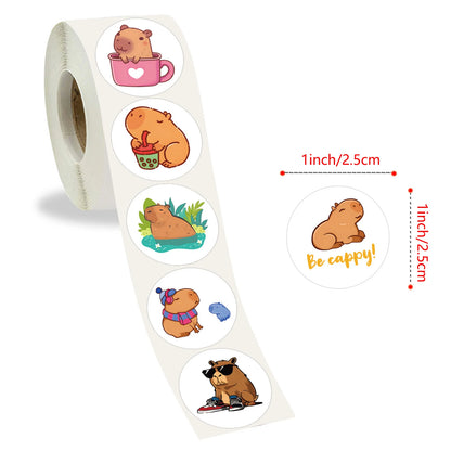 CAWPURI 100-500pcs Cute Plump Capybara Cartoon Brown Animals Stickers DIY Scrapbook Phone Reward Seal Label Wall Sticker Kid Toy