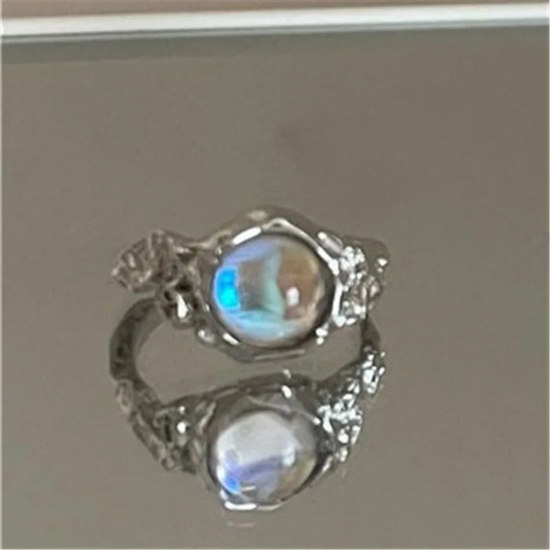 Crystal Opal Irregular Ring for Women Zircon Star Open Rings