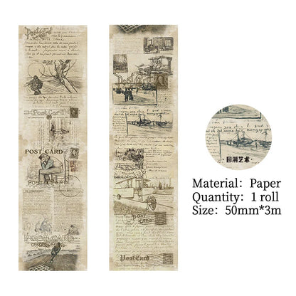 CAWPURI 1 roll 3m*50mm Vintage Washi tape Euro-american style Decorative Scrapbooking tape Diy Diary Album Collage material