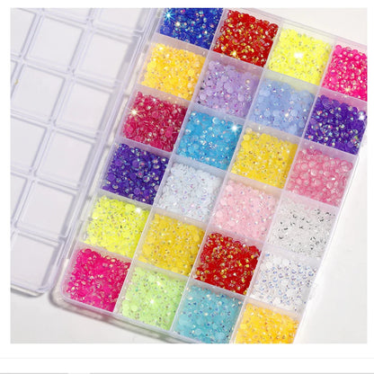 3500 Pcs Resin Nail Art Rhinestones in 24-Grid Box DIY Nail Decoration Crystal Gems Irregular Manicuring  Jewelry Beads