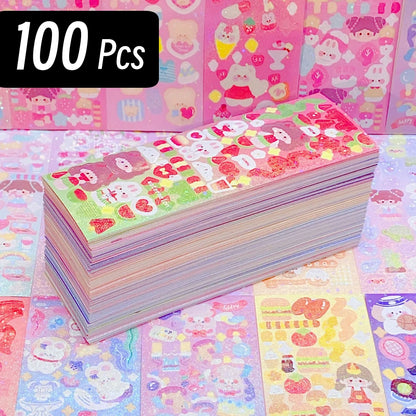 CAWPURI 200p Kawaii Stickers for Kids Cute Stationary Aesthetic Diary Decoration Art Supplies Stickers for Scrapbooking Lot Korean Paper
