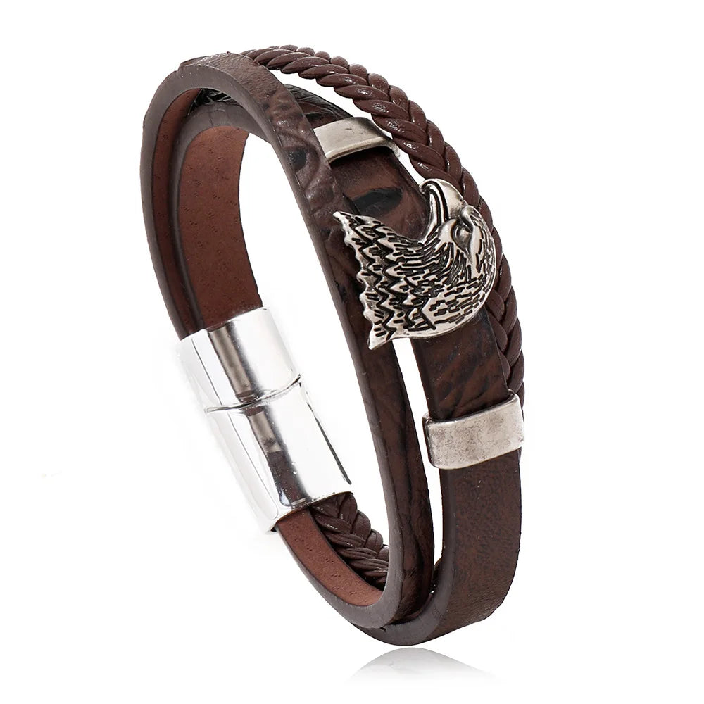 New Leather Bracelets Men Stainless Steel Multilayer Braided Rope Bracelets For Male Female Bracelets Jewelry Pulsera Hombre