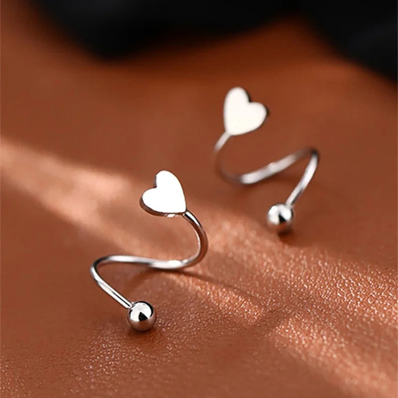 1Pcs Stainless Steel Screw Ball Star Heart Ear Bone Ear Buckle Rotating Wave Mini Stud Earrings