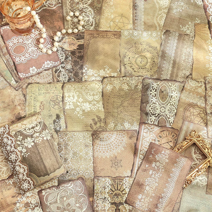 CAWPURI 50 Sheets Vintage Lace Scrapbook Paper Pack 50 Different Patterns Non-sticky Collage Paper for Journals Notebooks DIY Crafts