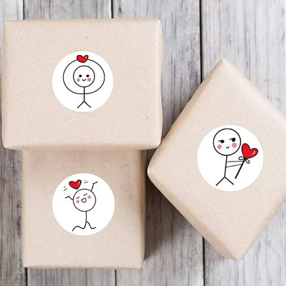 CAWPURI 500PCs Cartoon Reward Sticker Roll Cute Love Labels Valentine's Day Sticker for Wedding Gift Decor Envelope Sealing Scrapbooking