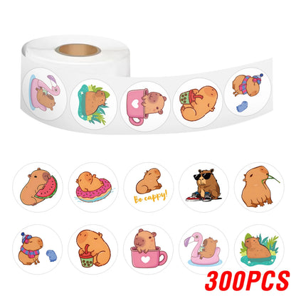 CAWPURI 100-500pcs Cute Plump Capybara Cartoon Brown Animals Stickers DIY Scrapbook Phone Reward Seal Label Wall Sticker Kid Toy