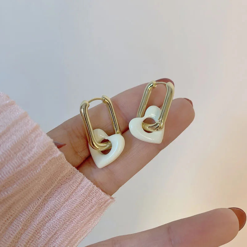 Metal Love Earrings Retro Personality Simple Versatile Earrings