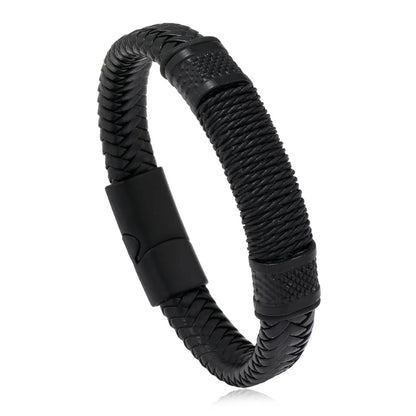 Genuine Men Leather Bracelets Men Stainless Steel Multilayer Braided Rope Bracelets for Male Female Bracelets Jewelry