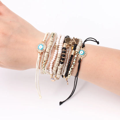 Stackable Big Eye Bracelets for Women, BohemianEvil Multilayer Stretch Hippie Stack Beads Bracelet