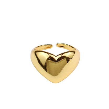 Vintage Silver Color Trend Creative Love Heart Shaped Gold Color Rings