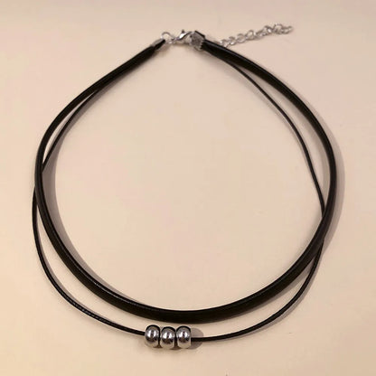 Classic Gothic Tattoo Black Leather Choker Necklace For Women Beads Pendant Charm Necklaces Boho Jewelry