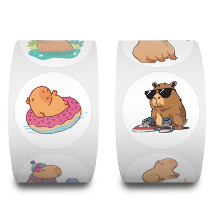 CAWPURI 100-500pcs Cute Plump Capybara Cartoon Brown Animals Stickers DIY Scrapbook Phone Reward Seal Label Wall Sticker Kid Toy