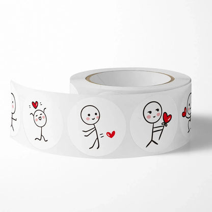 CAWPURI 500PCs Cartoon Reward Sticker Roll Cute Love Labels Valentine's Day Sticker for Wedding Gift Decor Envelope Sealing Scrapbooking