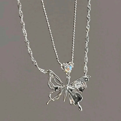 Y2K Crystal Butterfly Pendant Necklace