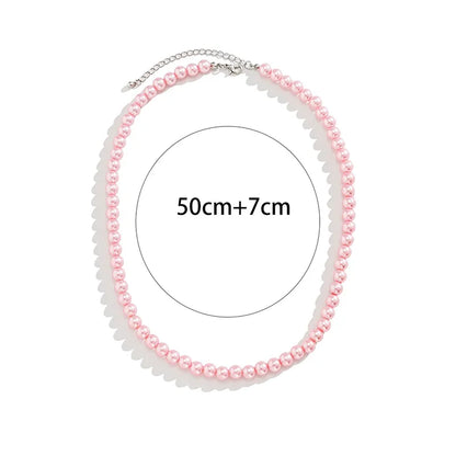 Trend Wedding Party Jewelry Pink Pearl Choker Necklace For Lovers' Elegant Pink Imitation Pearl Beach Vacation Necklaces X0174