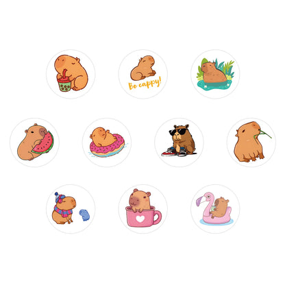 CAWPURI 100-500pcs Cute Plump Capybara Cartoon Brown Animals Stickers DIY Scrapbook Phone Reward Seal Label Wall Sticker Kid Toy
