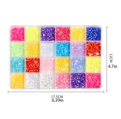 3500 Pcs Resin Nail Art Rhinestones in 24-Grid Box DIY Nail Decoration Crystal Gems Irregular Manicuring  Jewelry Beads