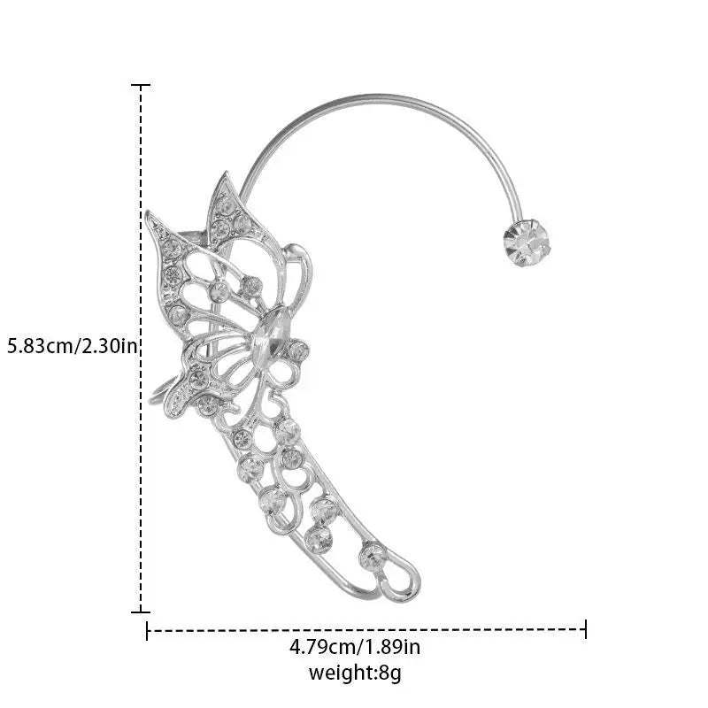 Elf Butterfly Ear Cuff Elegant Sparkling Zircon Crystal Ear Clip