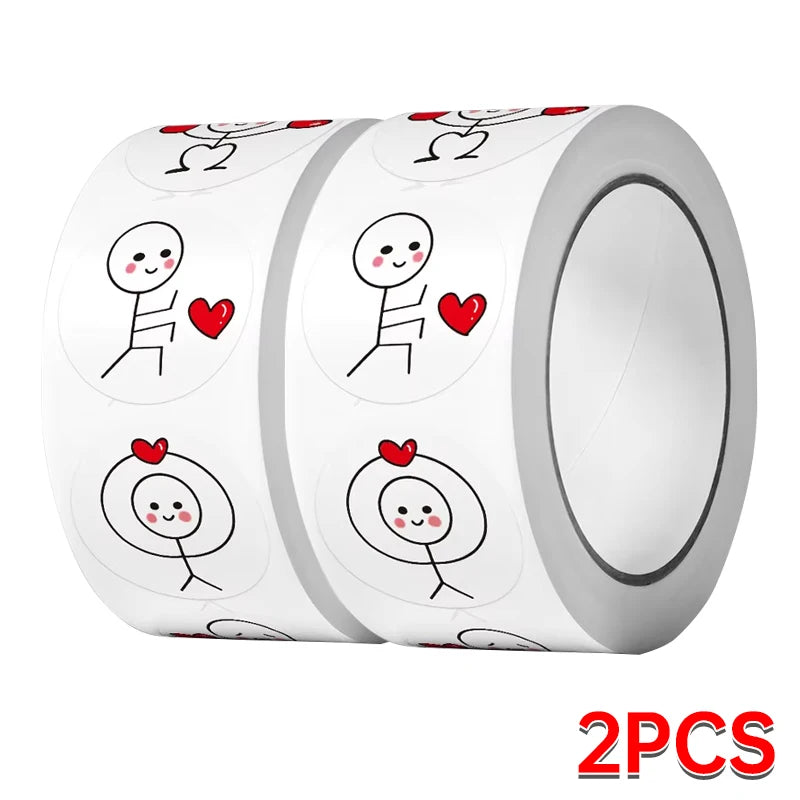 CAWPURI 500PCs Cartoon Reward Sticker Roll Cute Love Labels Valentine's Day Sticker for Wedding Gift Decor Envelope Sealing Scrapbooking