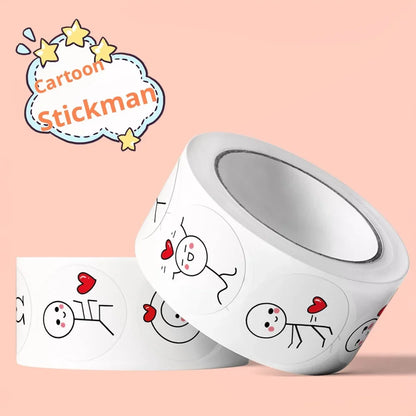CAWPURI 500PCs Cartoon Reward Sticker Roll Cute Love Labels Valentine's Day Sticker for Wedding Gift Decor Envelope Sealing Scrapbooking