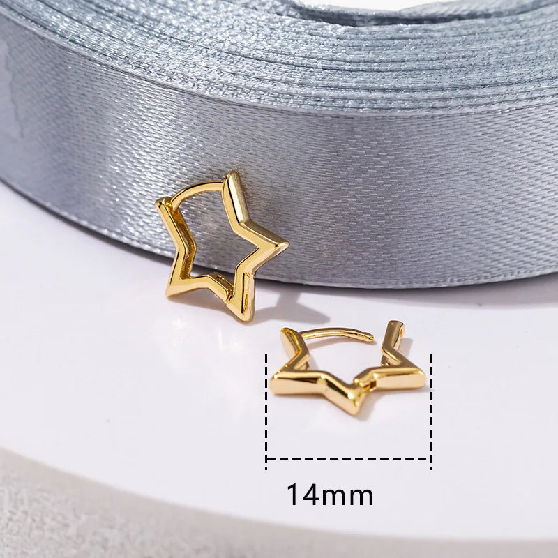 Statement Gold Color Plated Bold Star Hoops Tarnish Resistant